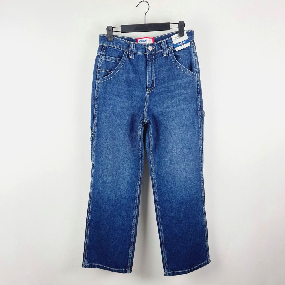 Old Navy 90s Baggy Carpenter Jeans Boy's Painters Pants Reissue Blue Denim NWT